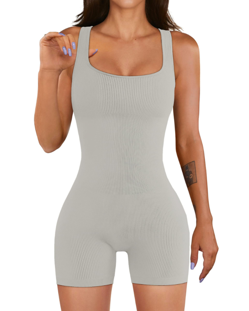 Harper Women's Sports Jumpsuit - Seamless Ribbed Stretch Jumpsuit for Yoga & Fitness