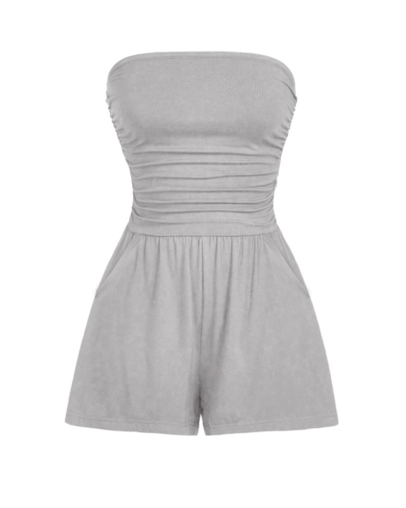 Audrey Women's Bodysuit – Sleeveless Stretch Bustier Jumpsuit with Floral or Plain Print