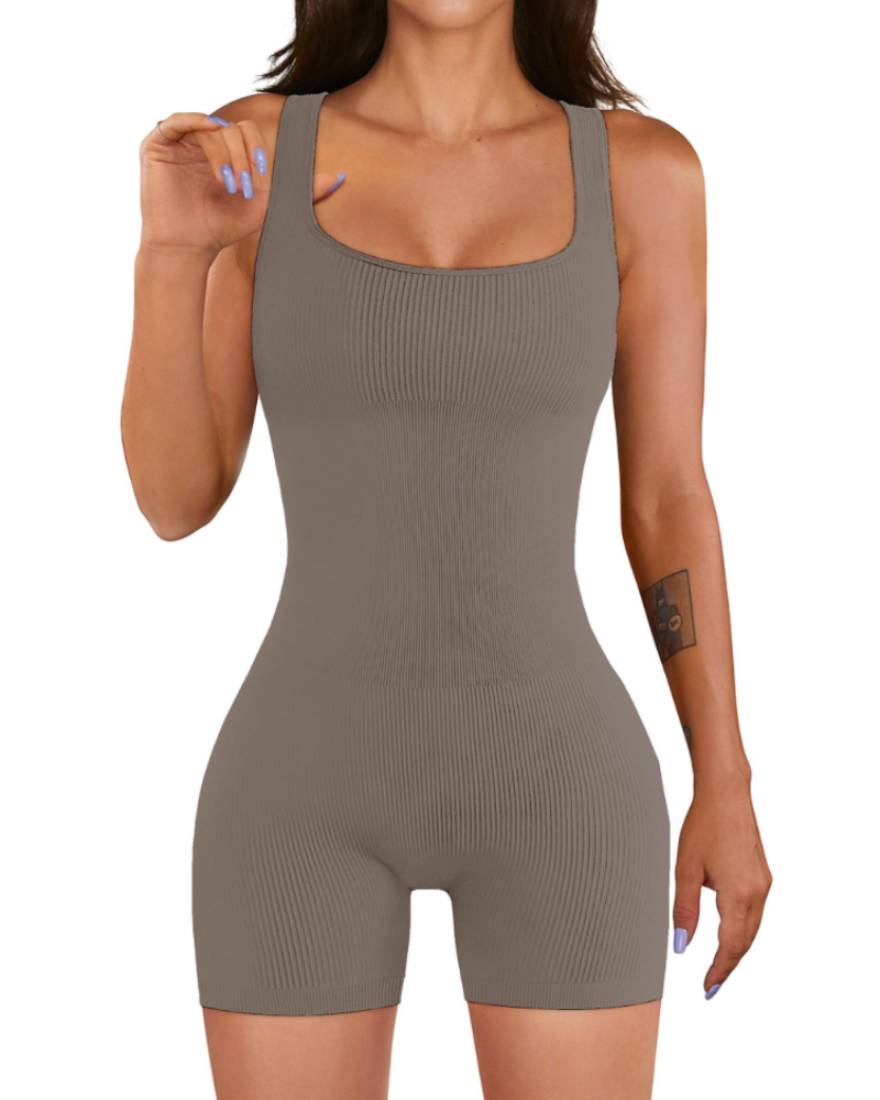 Harper Women's Sports Jumpsuit - Seamless Ribbed Stretch Jumpsuit for Yoga & Fitness