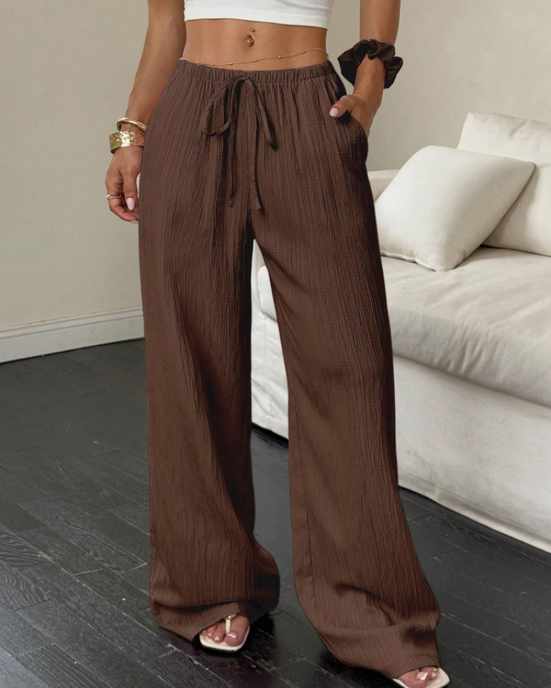 Pantaloni larghi Sawyer da donna – Pantaloni da spiaggia vita elastica fluidi con tasche