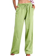 Pantaloni Megan da donna – Pantaloni ampi in cotone e lino con vita elastica, coulisse e tasche