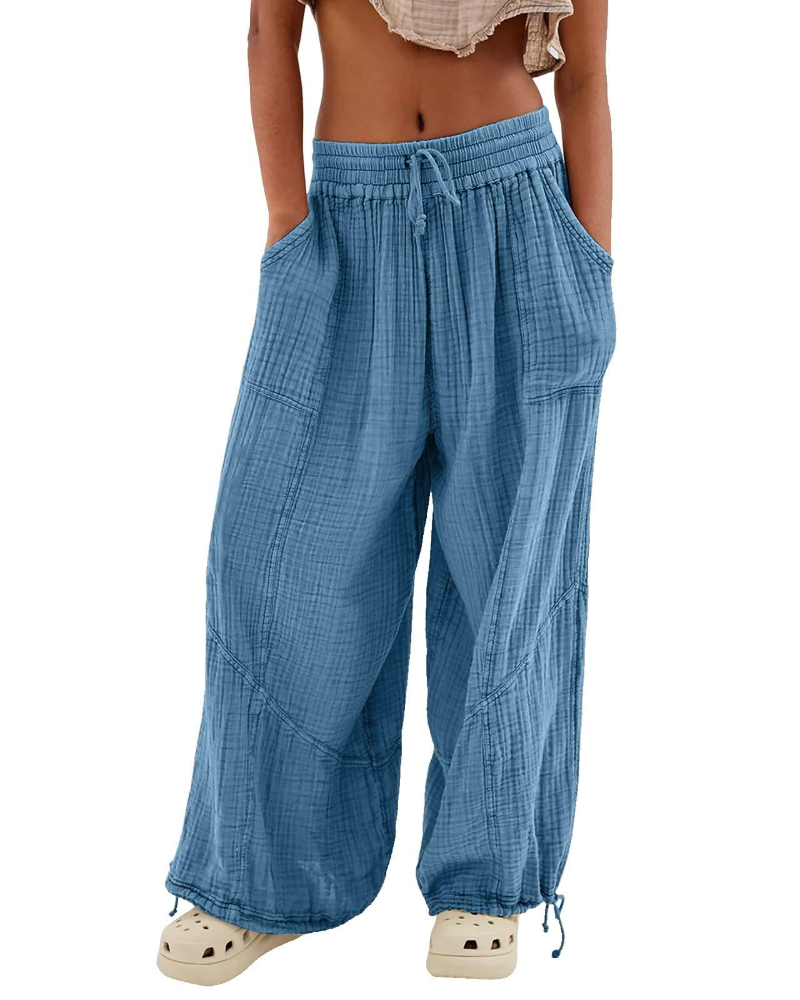 Avery Pantalon Femme – Pantalon Décontracté Taille Élastique Coton Léger Confortable