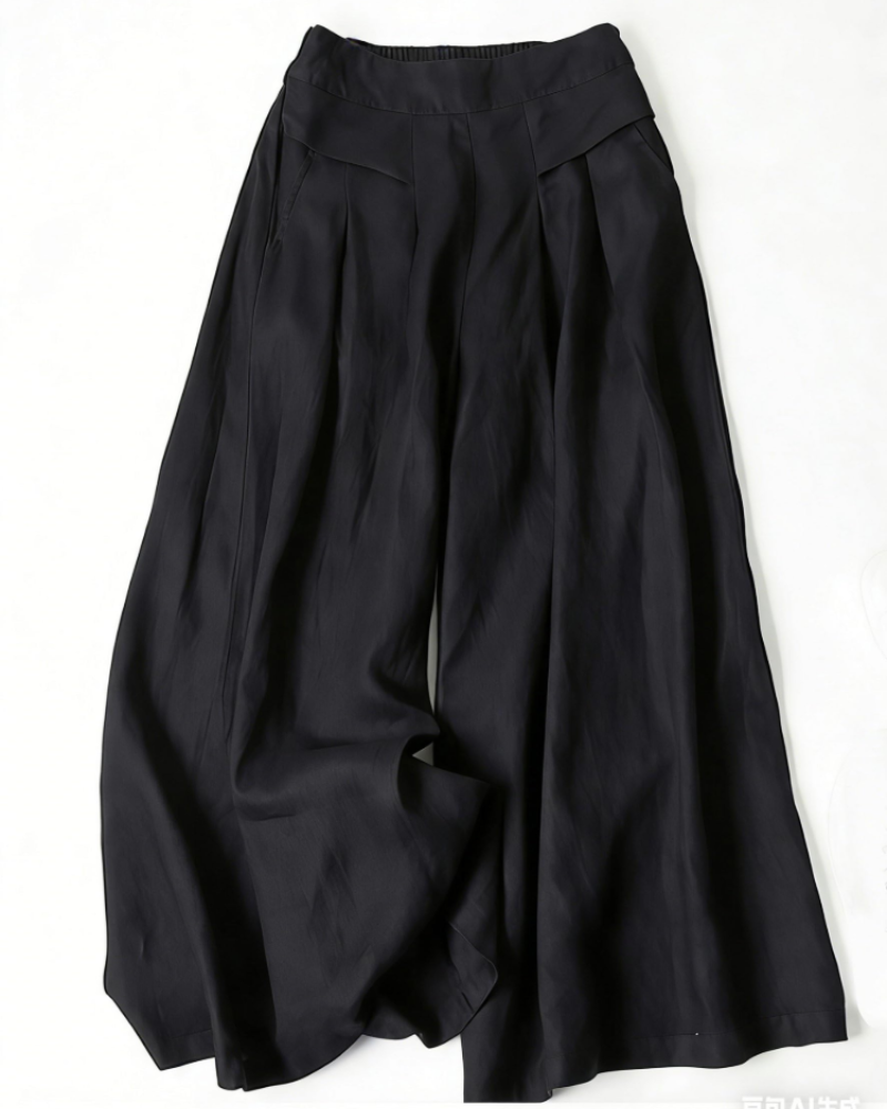 Pantaloni Palazzo Marlowe da donna – Pantaloni larghi in lino vita elastica bohémien con tasche