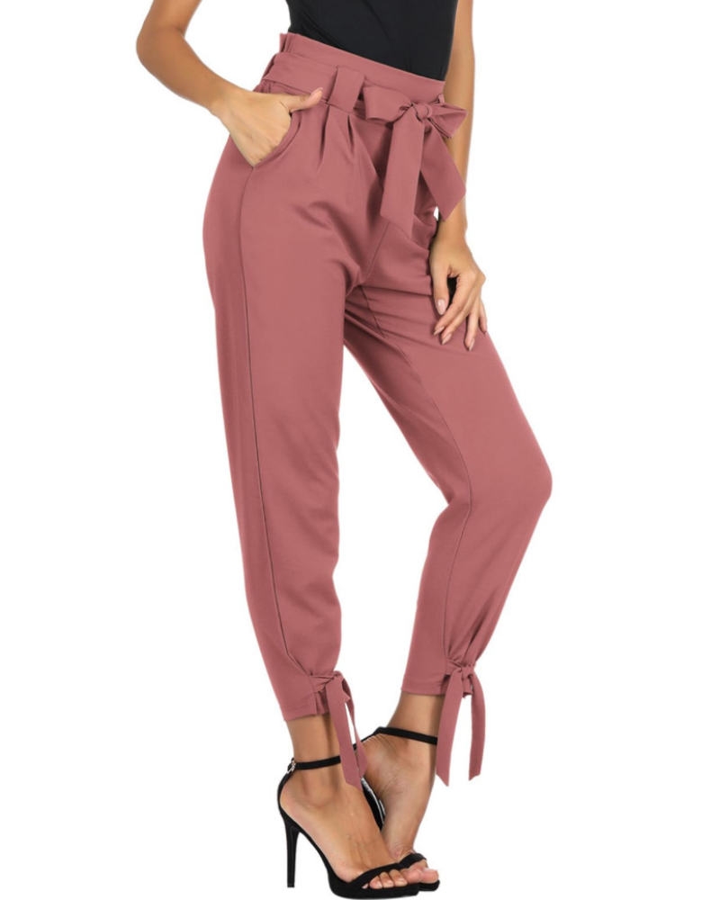 Pantalón de mujer Riley – Pantalón de corte cigarette de cintura alta con cinturón extraíble, bolsillos y largo al tobillo