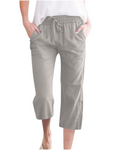 Hadley Pantalón de mujer – Pantalón ancho de algodón y lino con cintura elástica y bolsillos