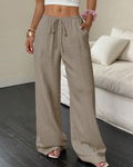 Sawyer Pantalon Large Femme – Pantalon de Plage Taille Élastique Fluide avec Poches