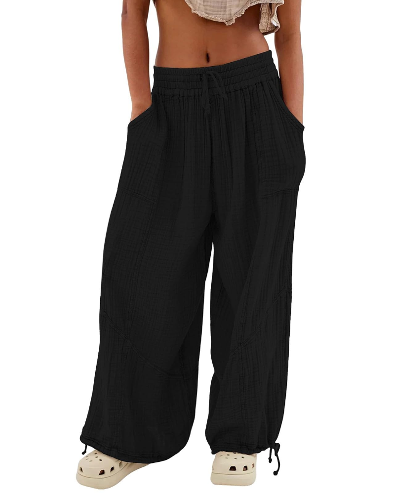 Avery Pantalon Femme – Pantalon Décontracté Taille Élastique Coton Léger Confortable