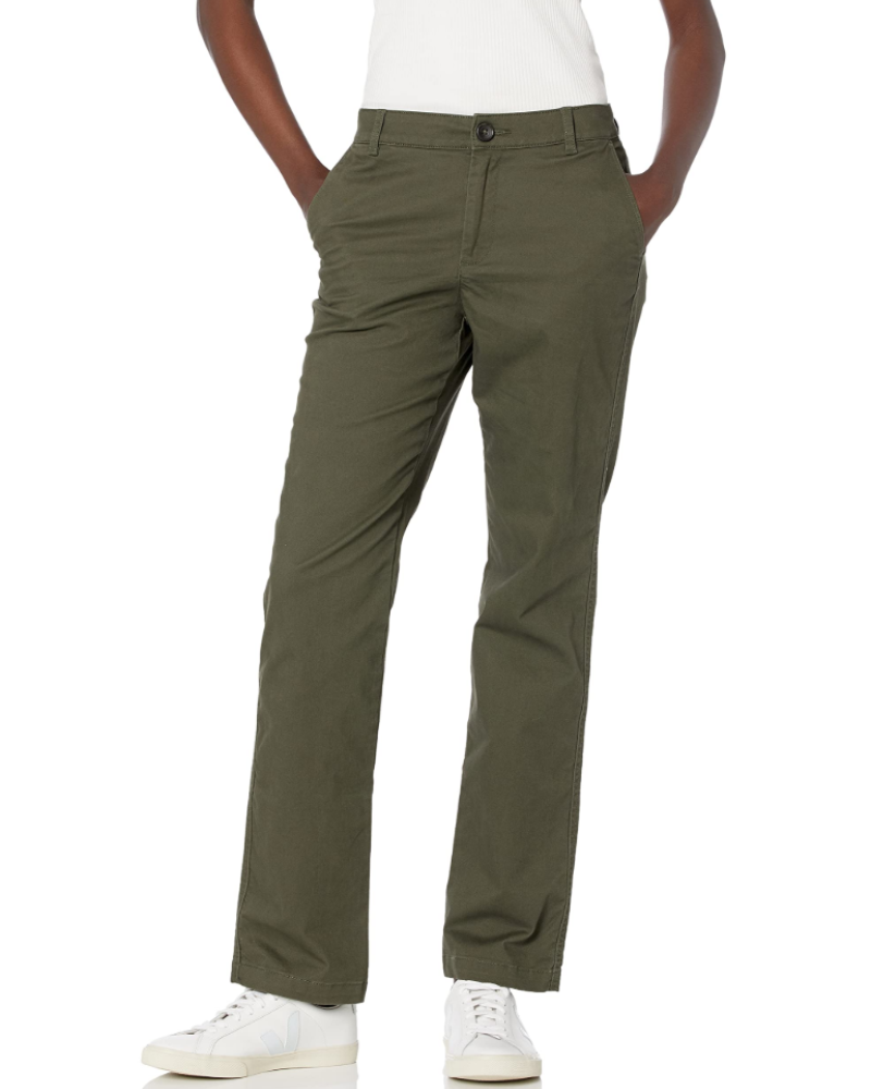 Hadleigh Chino Pants Women’s – Slim Fit Straight Leg Mid-Rise with Pockets  