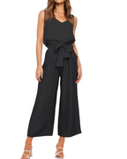 Kendall Women's Set – Sleeveless Top and High-Waisted Wide-Leg Pants with Belt