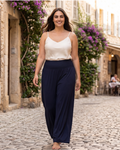 Camden Women's Marlene Pants – Wide Leg Pants with Elastic Waist, Straight Cut, Stretch
