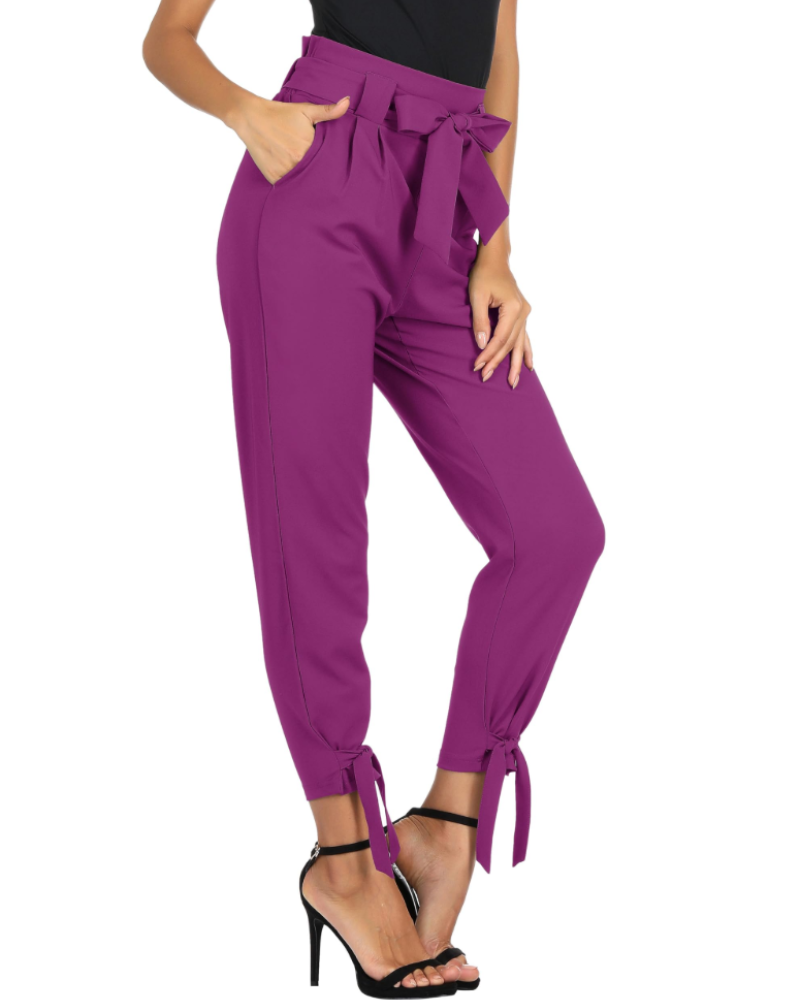 Riley Women’s Trousers – High-Waisted Cigarette Trousers with Removable Belt, Pockets, Ankle-Length