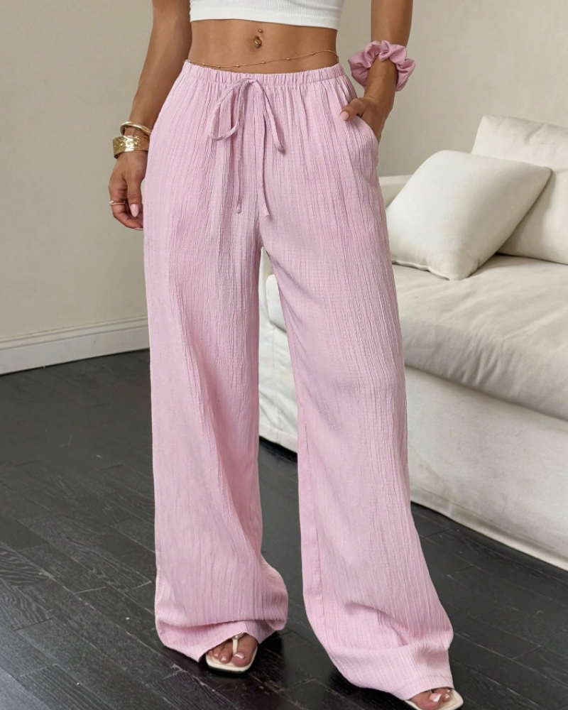 Pantaloni larghi Sawyer da donna – Pantaloni da spiaggia vita elastica fluidi con tasche