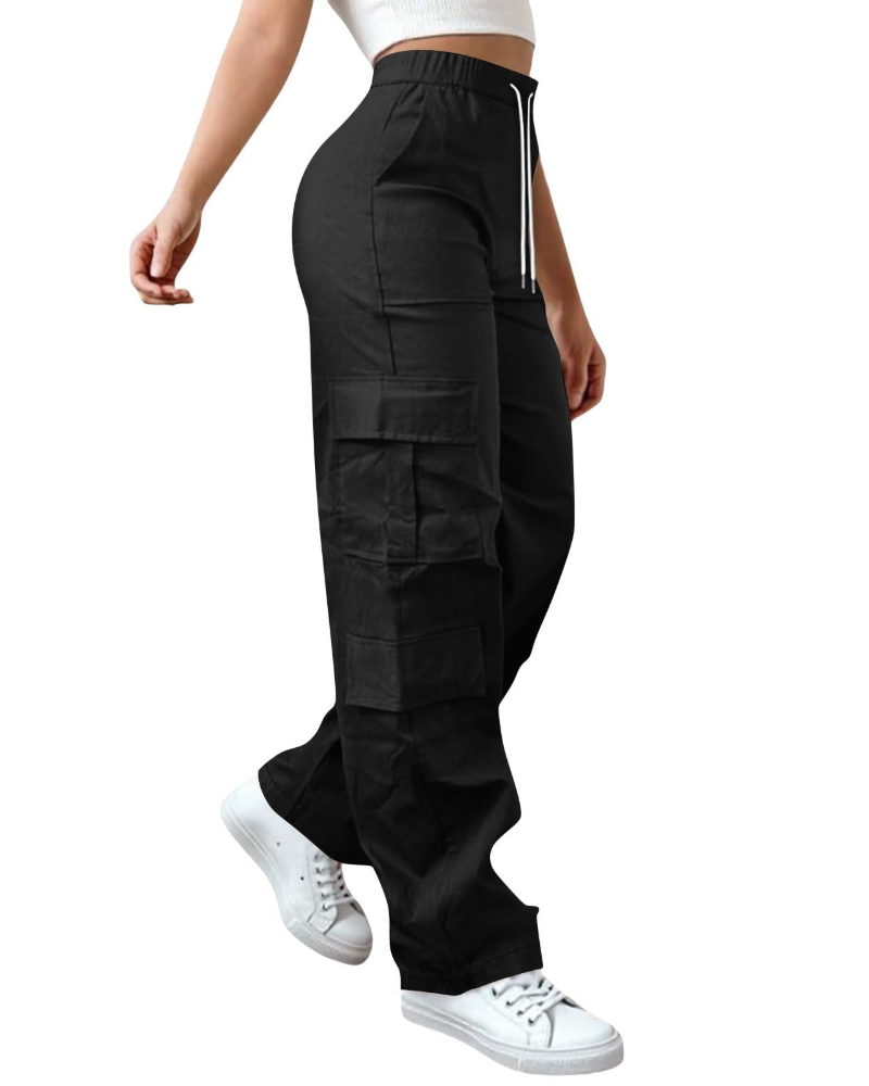 Pantalón de mujer Sydney – Pantalón ancho de cintura alta, cintura elástica, fluido y elegante