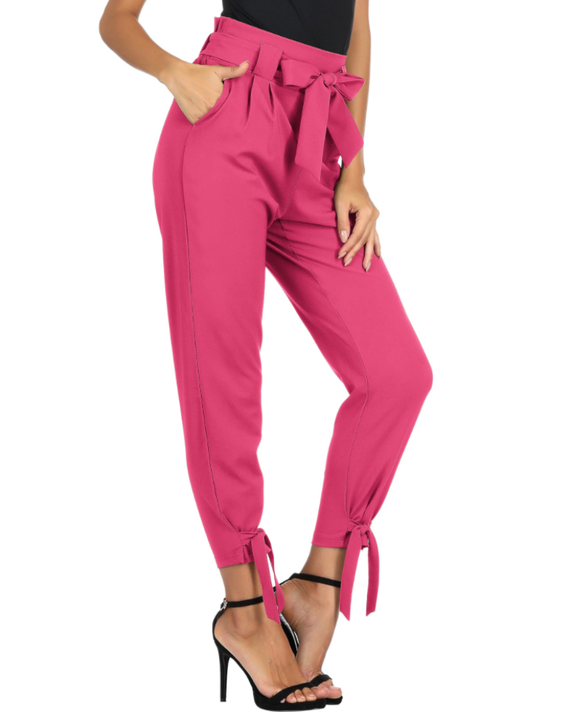 Pantalón de mujer Riley – Pantalón de corte cigarette de cintura alta con cinturón extraíble, bolsillos y largo al tobillo