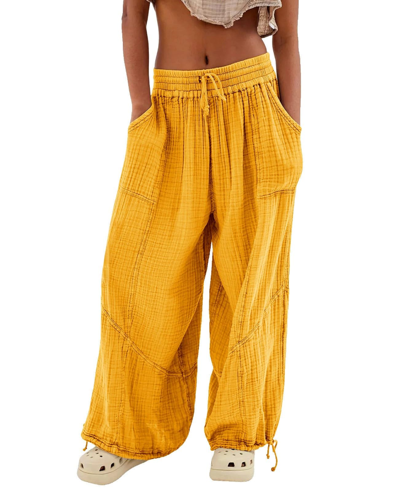 Avery Pantalon Femme – Pantalon Décontracté Taille Élastique Coton Léger Confortable