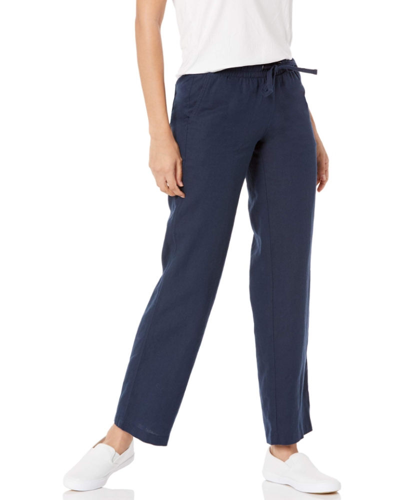 Pantaloni larghi Hollis da donna – Pantaloni in cotone e lino vita elastica con coulisse e tasche