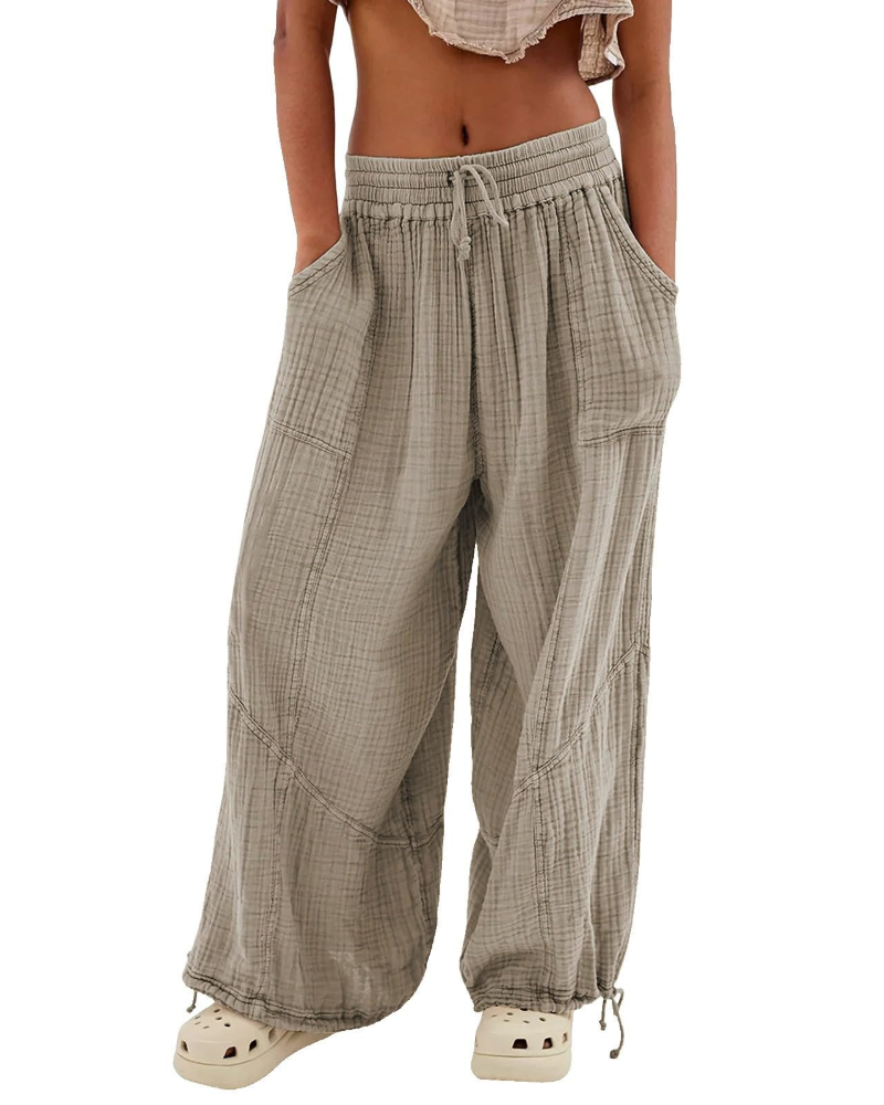 Avery Pantalon Femme – Pantalon Décontracté Taille Élastique Coton Léger Confortable