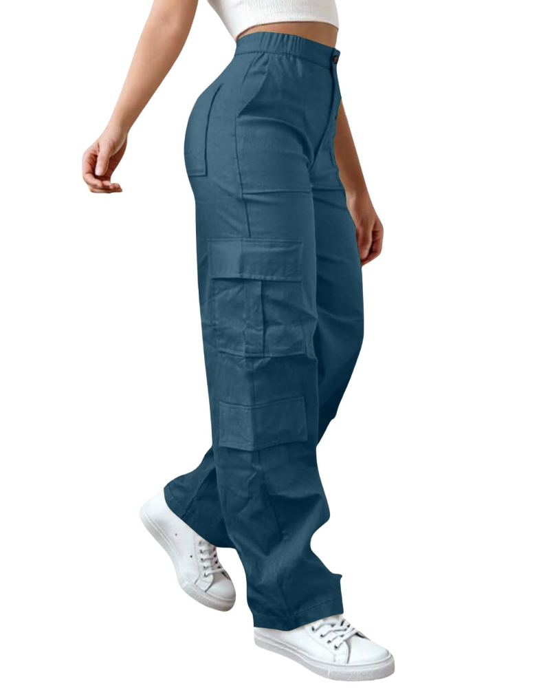 Pantalón de mujer Sydney – Pantalón ancho de cintura alta, cintura elástica, fluido y elegante