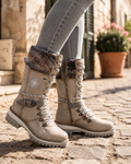 Stivali alti da donna Emma – Stivali invernali con lacci, fodera calda e chiusura con zip