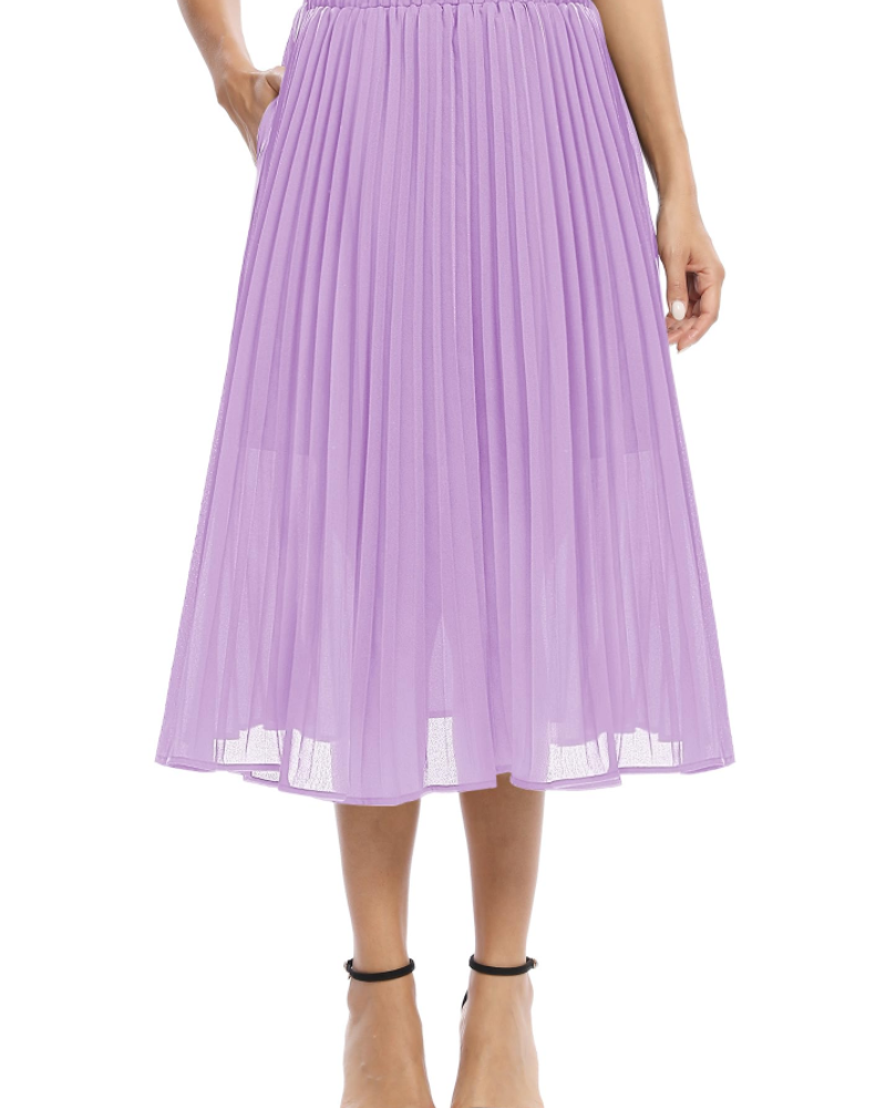 Gonna Midi Juliette da Donna – Gonna Plissettata in Mussola con Vita Elastica a Linea A e Tasche