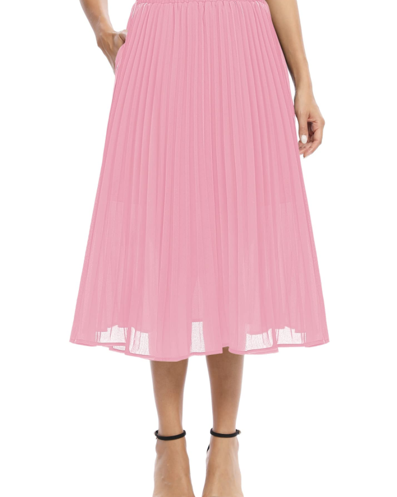 Gonna Midi Juliette da Donna – Gonna Plissettata in Mussola con Vita Elastica a Linea A e Tasche