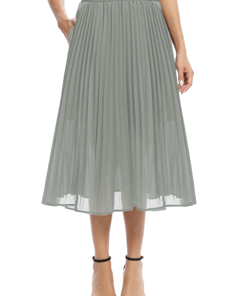 Gonna Midi Juliette da Donna – Gonna Plissettata in Mussola con Vita Elastica a Linea A e Tasche