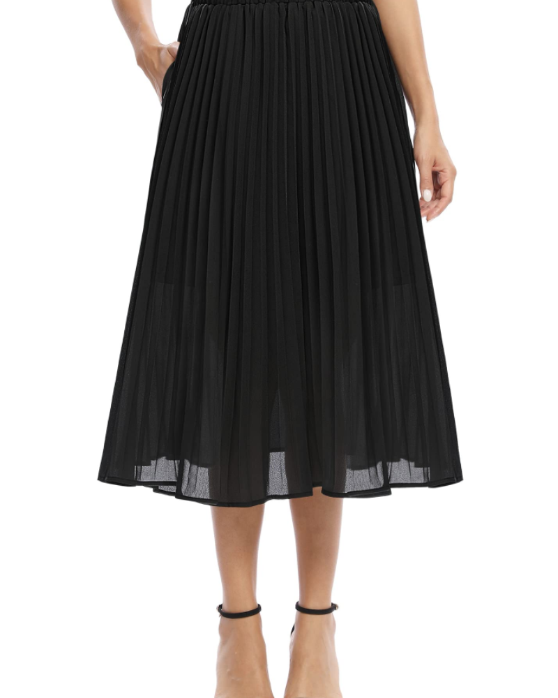 Gonna Midi Juliette da Donna – Gonna Plissettata in Mussola con Vita Elastica a Linea A e Tasche