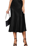 Celeste Satin Skirt for Women – Long Skirt with Elastic Waist, Elegant Flared Cut