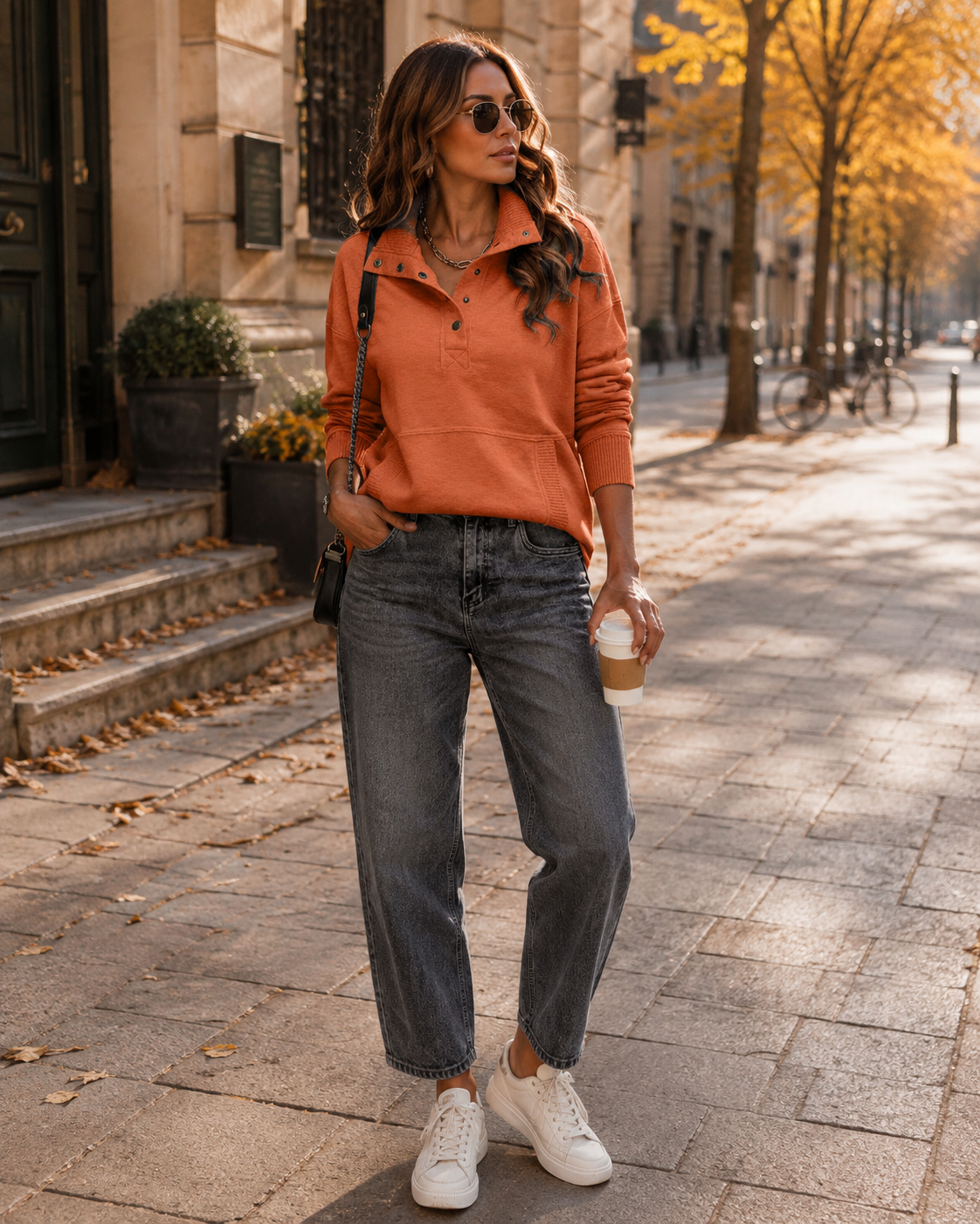 Nadine Sweat Femme – Haut Henley Côtelé Col V Boutonné Manches Longues Coupe Décontractée
