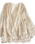 Cardigan Bailey da donna – Gilet lungo all’uncinetto aperto in cotone lavorato a maglia traforata, elegante
