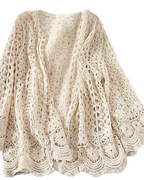 Cardigan Bailey da donna – Gilet lungo all’uncinetto aperto in cotone lavorato a maglia traforata, elegante