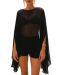 Cassidy Poncho Femme – Poncho Maille Ajourée Asymétrique Léger Style Plage Élégant