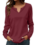 Carly Women's T-Shirt – Embroidered Cotton Long Sleeve Crew Neck Slim Fit Top