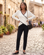 Aurora Maglione Donna con Scollo a V – Maglione Elegante in Maglia Morbida con Taglio Confortevole