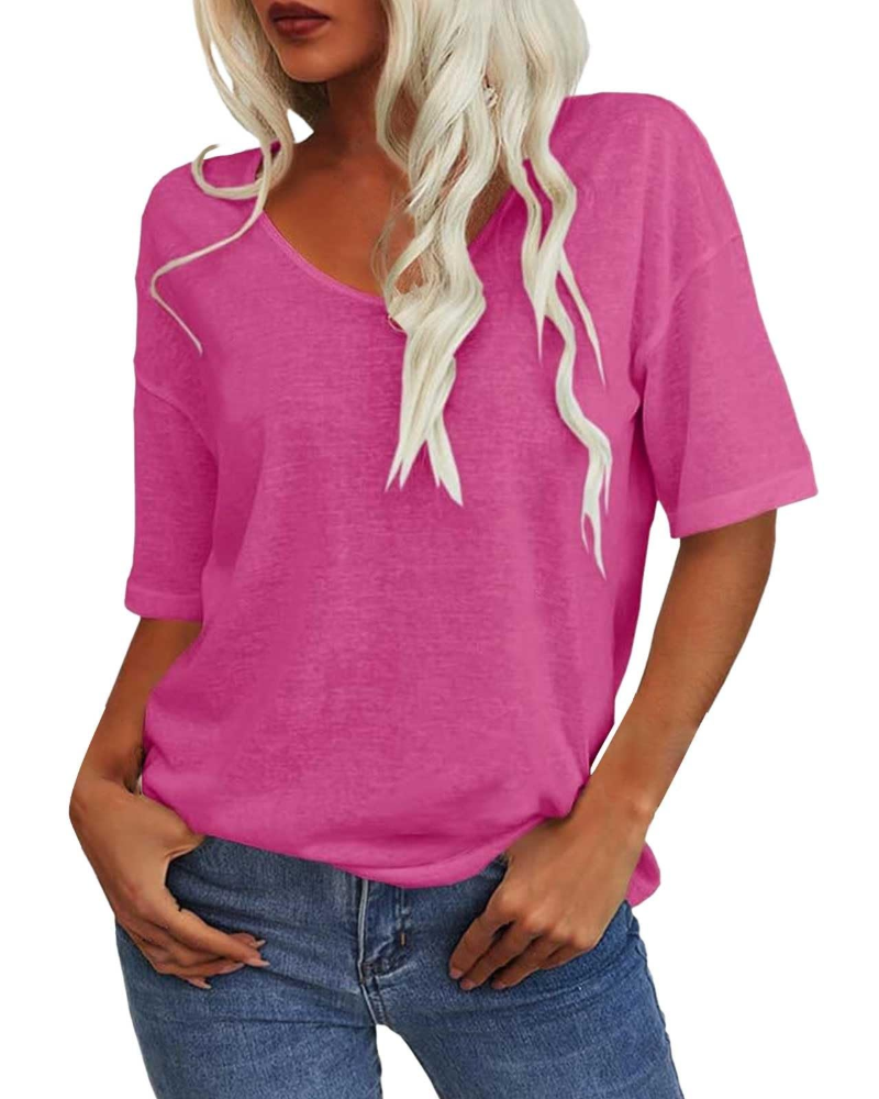 Gabriella T-Shirt Femme – Haut Col V en Lin & Coton à Manches Courtes Coupe Ajustée