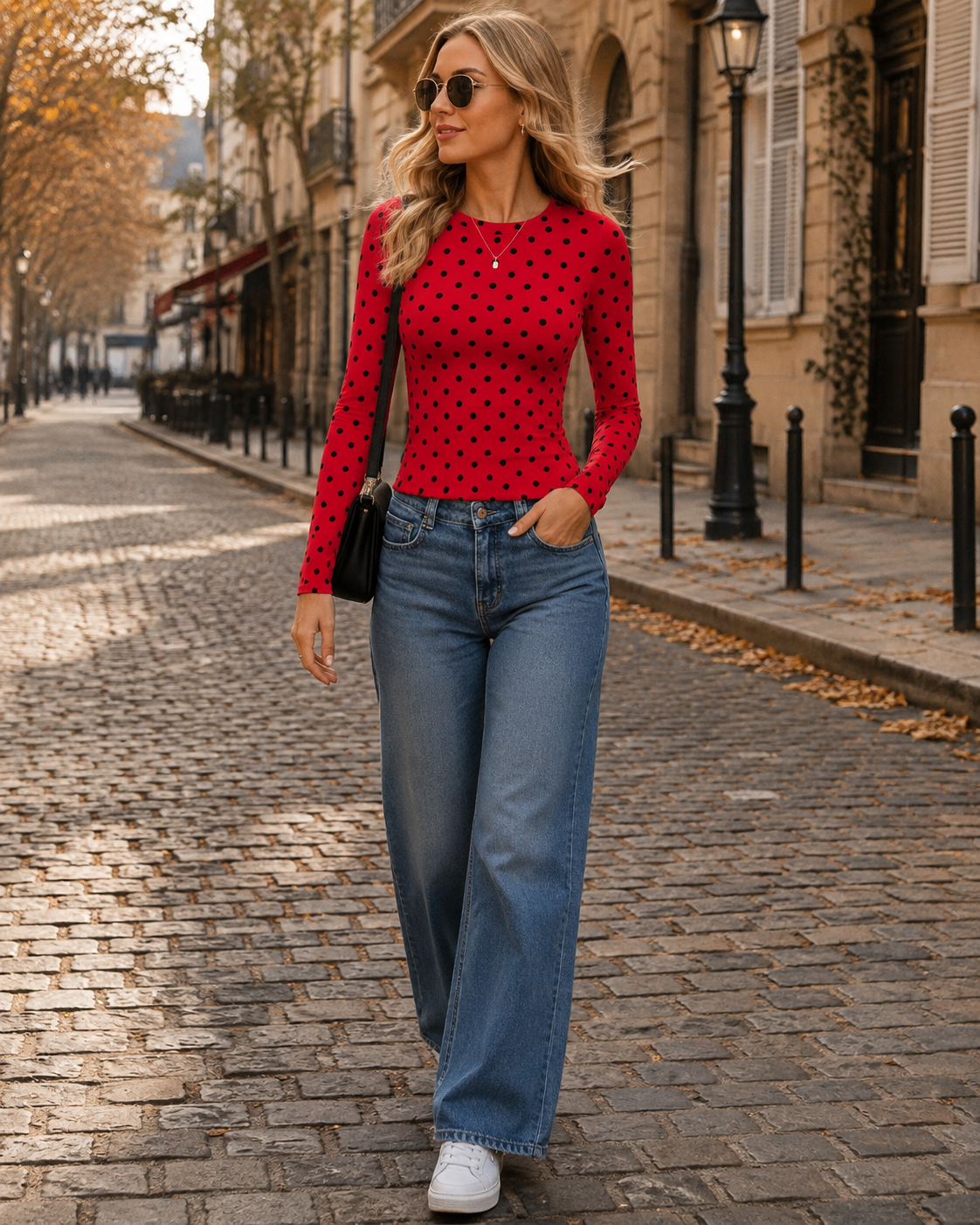 Lydia Top Femme – Crop Top Ajusté Col Rond Manches Longues Extensible Léger