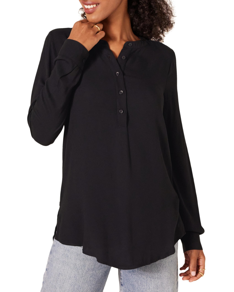 Daphne Shirt Women’s – Flowing Viscose Blouse with Long Sleeves Buttoned Relaxed Fit  
