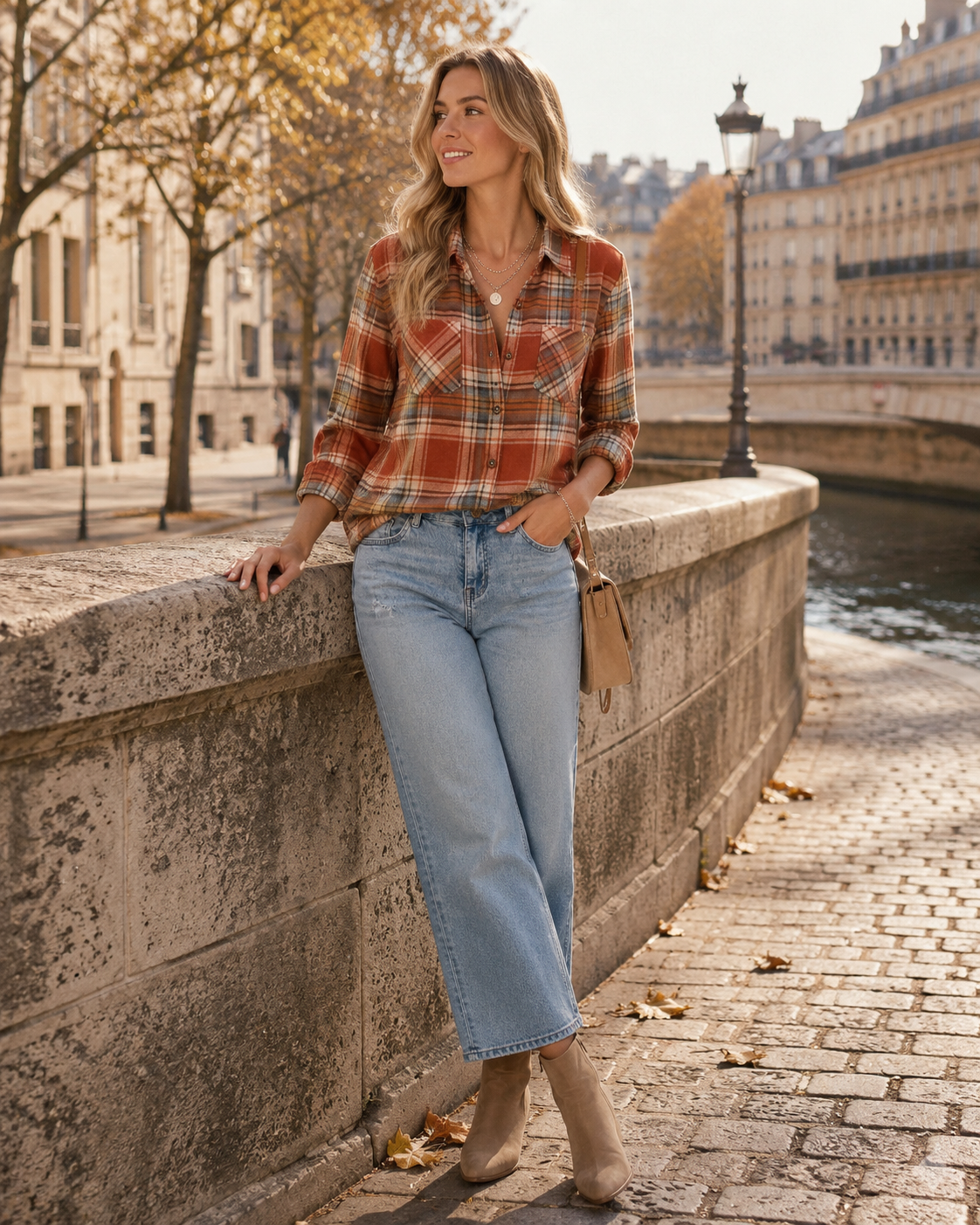 Georgia Chemise Femme – Surchemise à Carreaux Boutonnée Coupe Oversize avec Poches