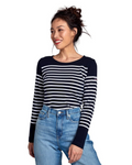 Monica Marinière Woman – Navy & White Striped T-Shirt 100% Interlock Cotton
