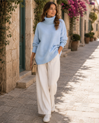 Jessica Pull Femme Hiver – Pull en Maille Douce avec Col Roulé et Coupe Ample Élégante