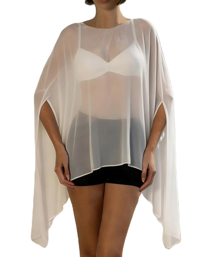 Poncho Cassidy para mujer – Poncho ligero de punto calado asimétrico, elegante estilo playero