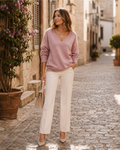 Lily Pull Femme en Cachemire – Pull à Col V en 100 % Cachemire Doux et Élégant