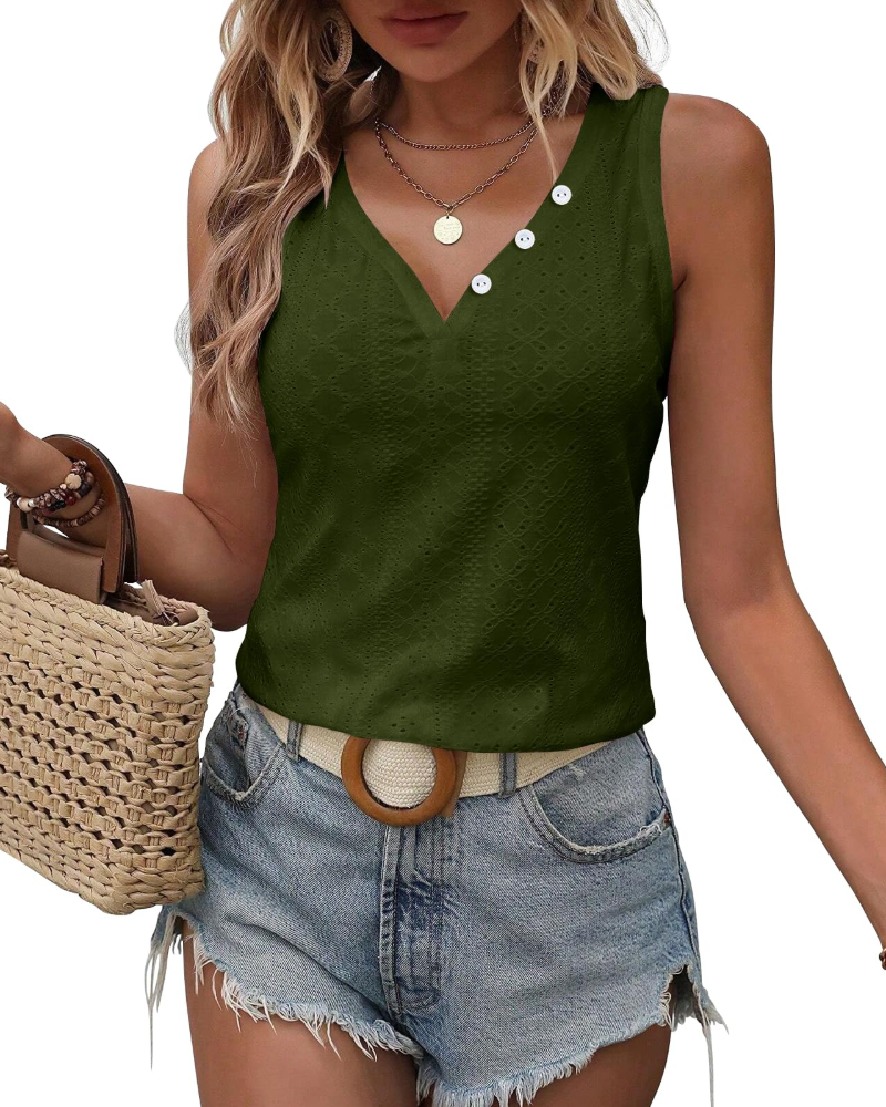 Kelsey Blusa Donna – Top Collo a V Maniche Corte Taglio Ampio Ricamo Elegante