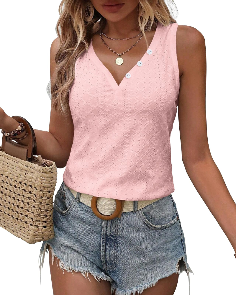 Kelsey Blusa Donna – Top Collo a V Maniche Corte Taglio Ampio Ricamo Elegante