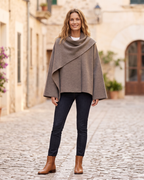 Colette Women's Wool Poncho – Elegant Asymmetrical Poncho with Cozy Warmth
