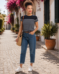 Colette Women's Marinière – Navy & White Striped Long-Sleeve T-Shirt 100% Cotton