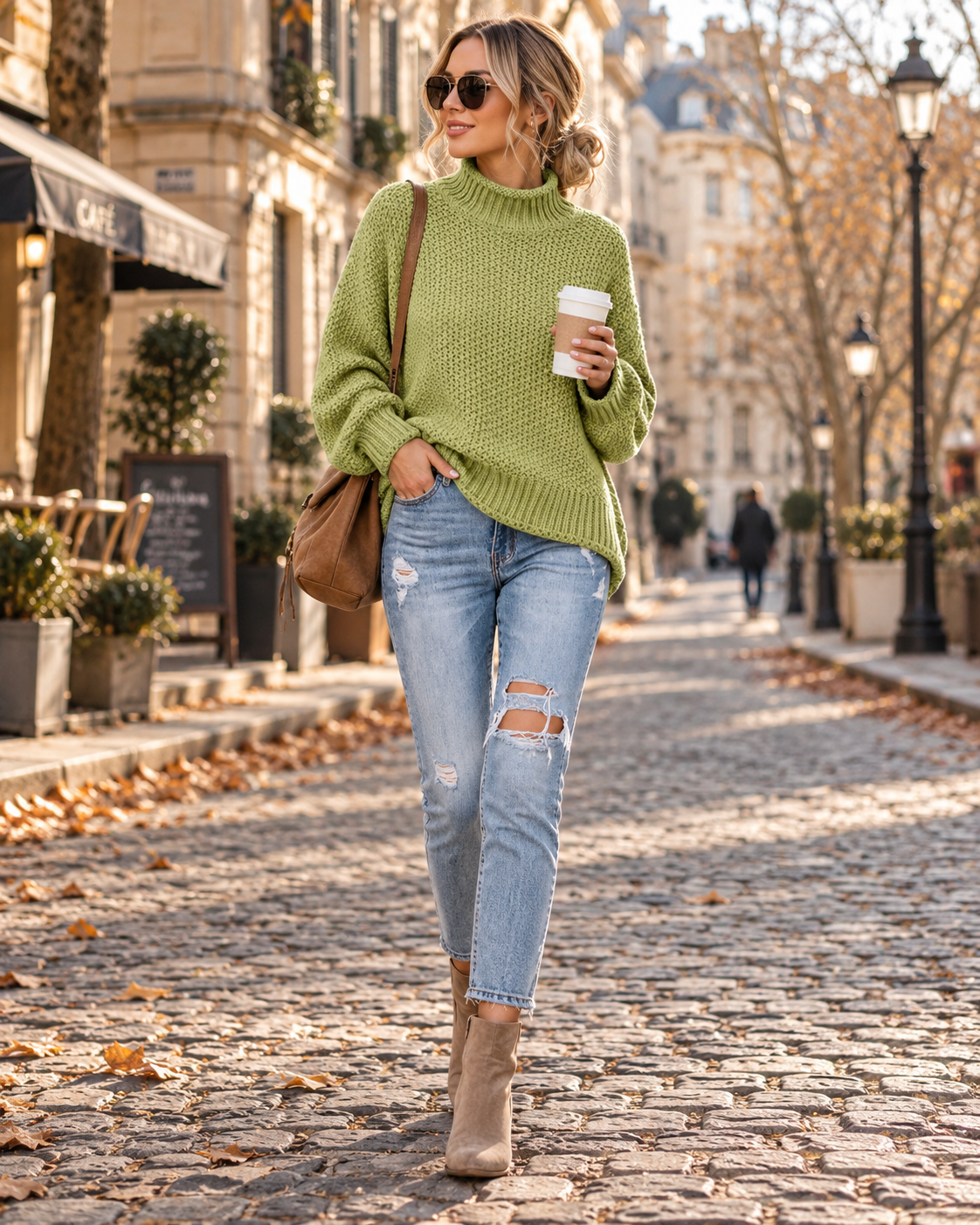 Ellie Pull Oversize Femme – Maille Épaisse, Col Montant & Manches Chauve-Souris