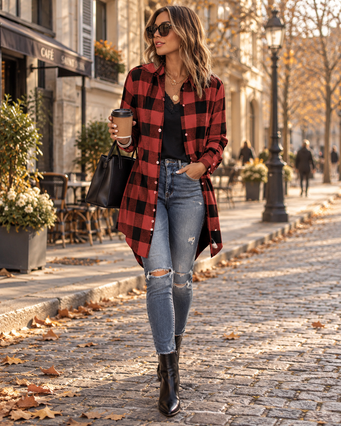 Tessa Surchemise à Carreaux Femme – Effet Flanelle, Coupe Ample & Fermeture Boutonnée