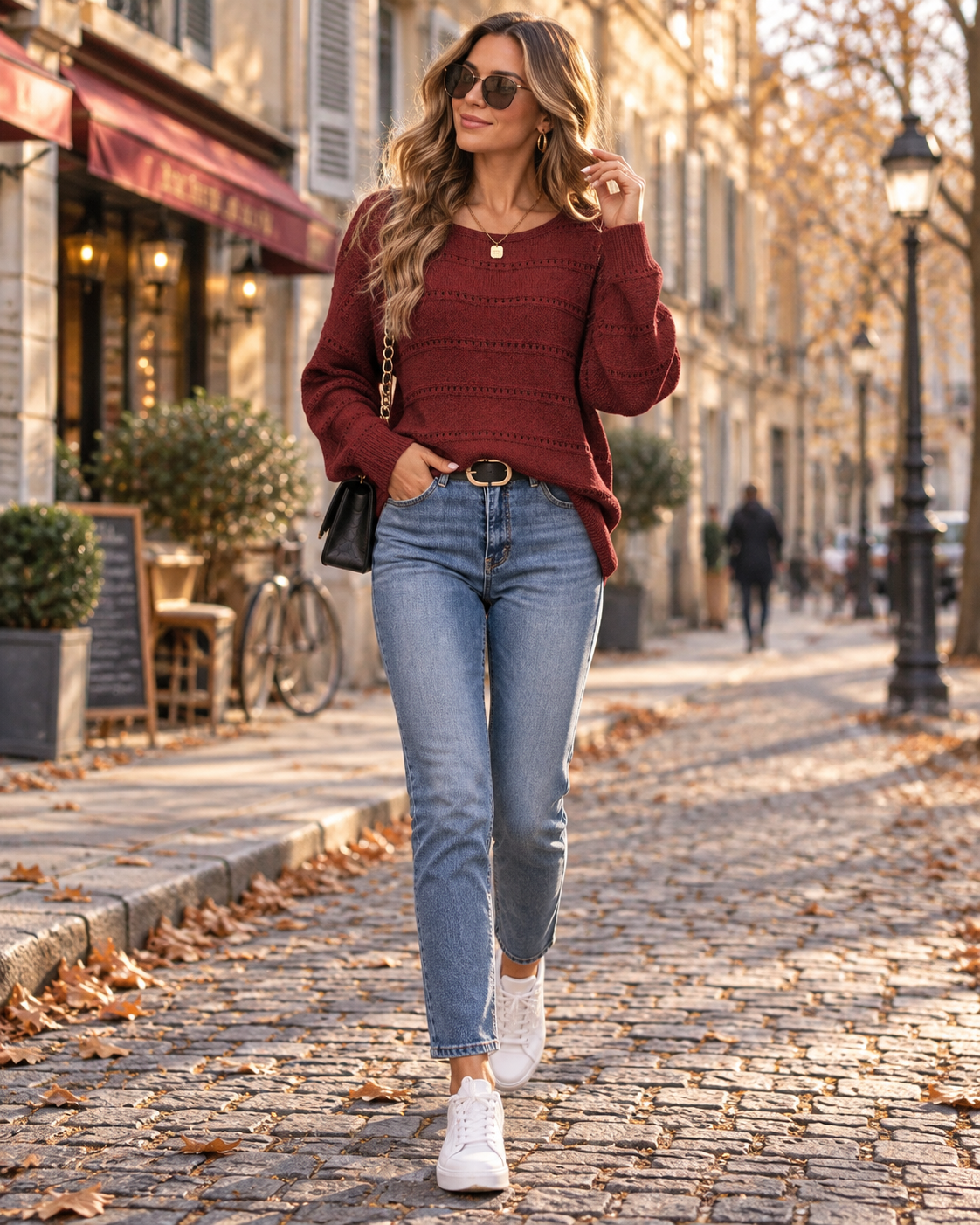 Romila Pull Ajouré Femme – Maille Légère, Coupe Ample, Col Rond & Manches Longues