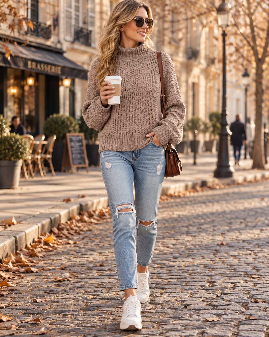 Ellie Pull Oversize Femme – Maille Épaisse, Col Montant & Manches Chauve-Souris